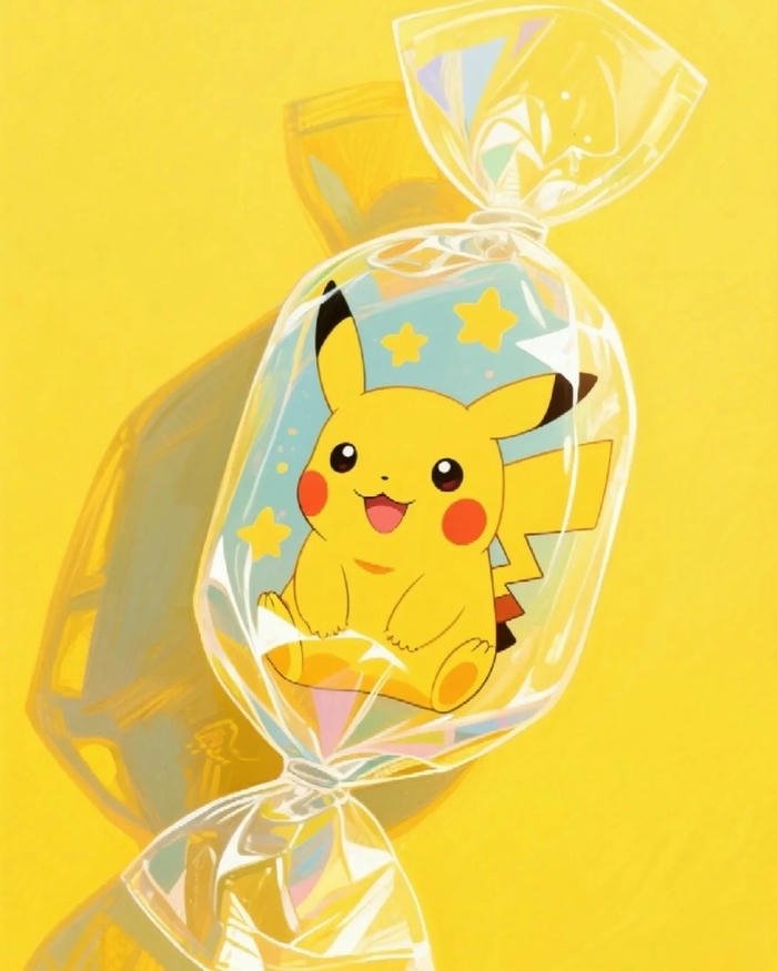 Vẽ Pikachu nhỏ xinh bên trong vỏ kẹo trong suốt