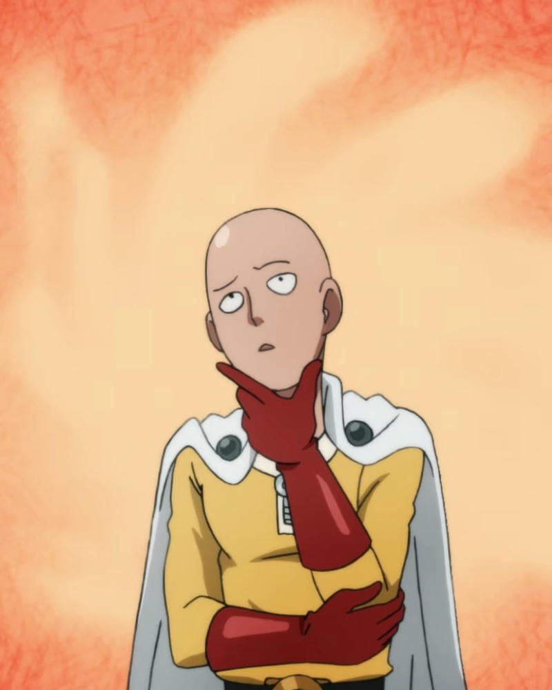 Vẽ Saitama bán thân với nét vẽ mạnh mẽ