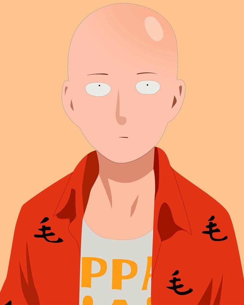 Vẽ Saitama mặc áo thun cam chữ Oppai