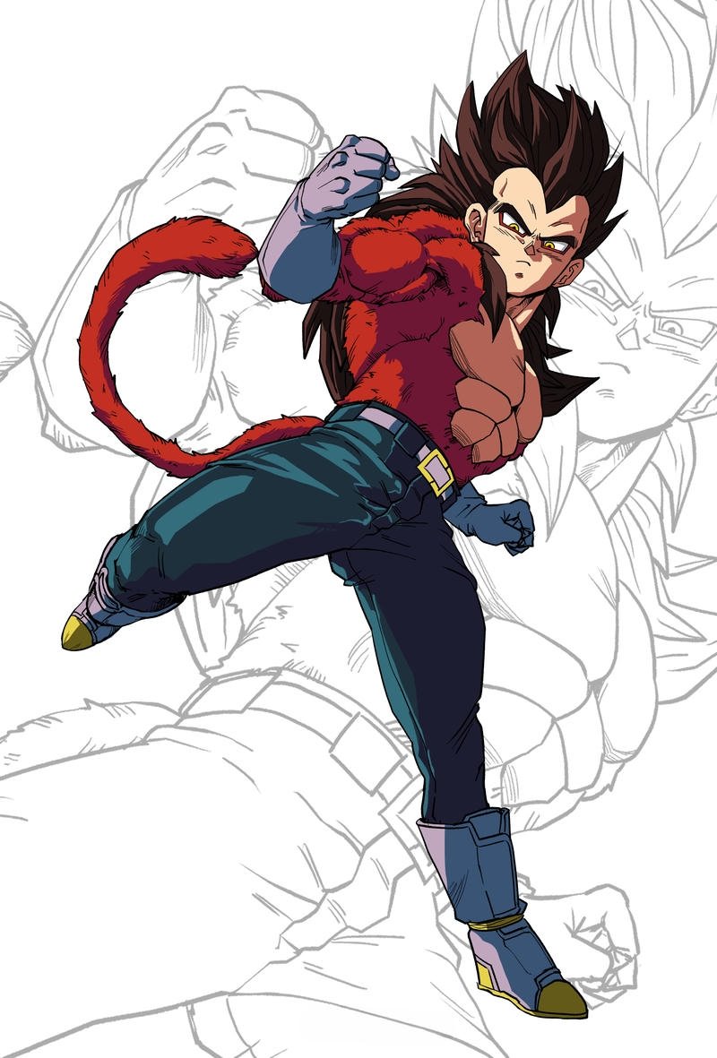 Vegeta anime dạng khỉ đỏ đuôi dài đứng hiên ngang