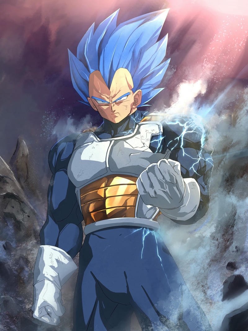 Vegeta ngầu đứng dưới mưa nắm tay đấm bốc khói