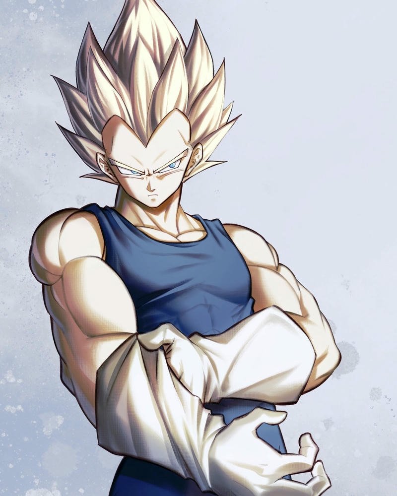 Vegeta ngầu đứng khoanh tay mắt nhắm đầy suy tư