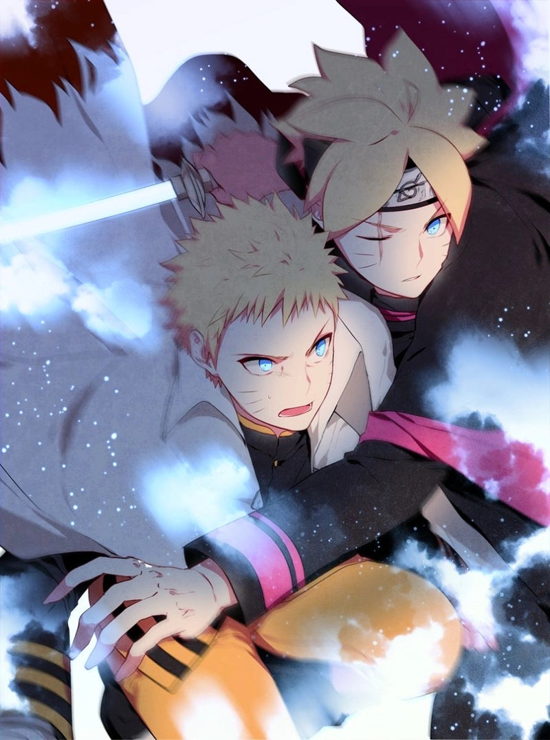 Ảnh Naruto và Boruto thể hiện mối liên kết gia đình sâu sắc