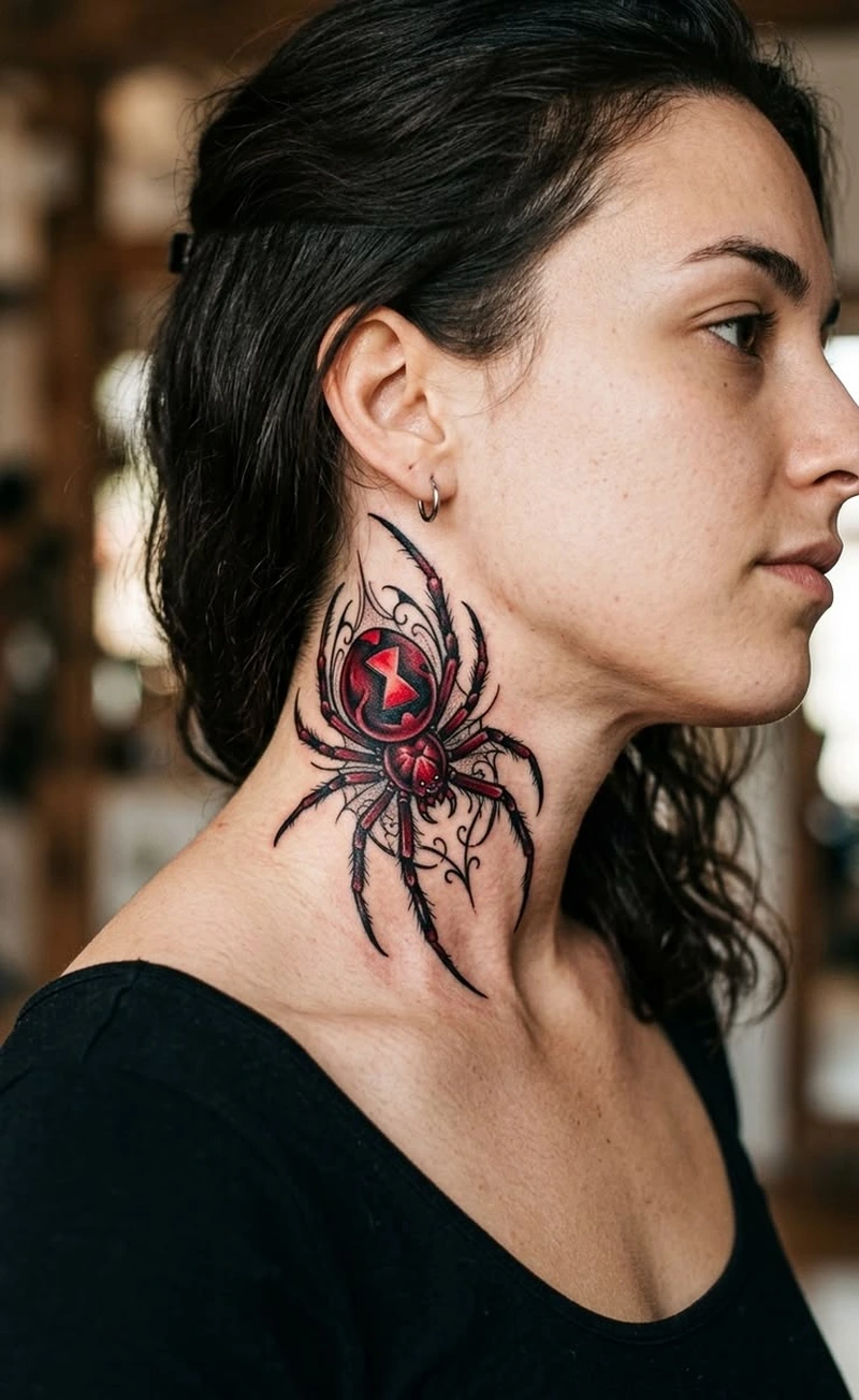 Ảnh Tattoo mini cổ nữ với họa tiết hoa đào đầy nữ tính