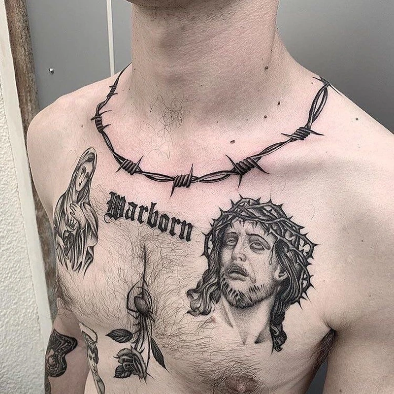 Ảnh hình xăm xương quai xanh nam thiết kế tattoo nghệ thuật