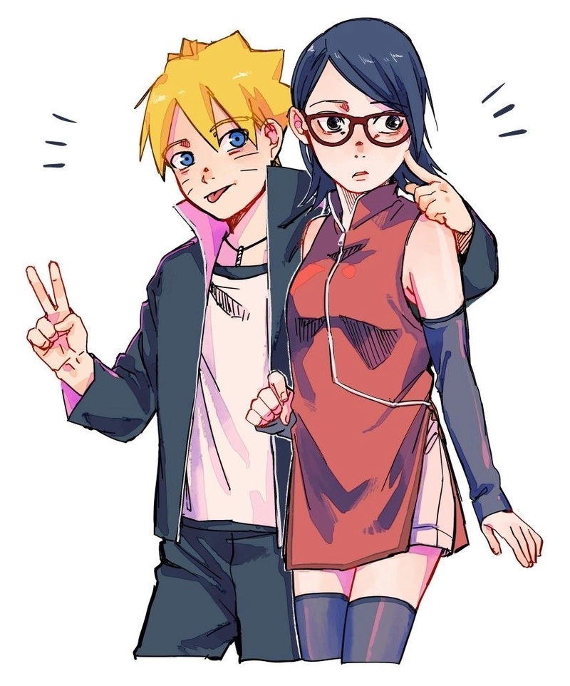 Boruto và Sarada sở hữu thần thái trẻ tuổi đầy năng lượng