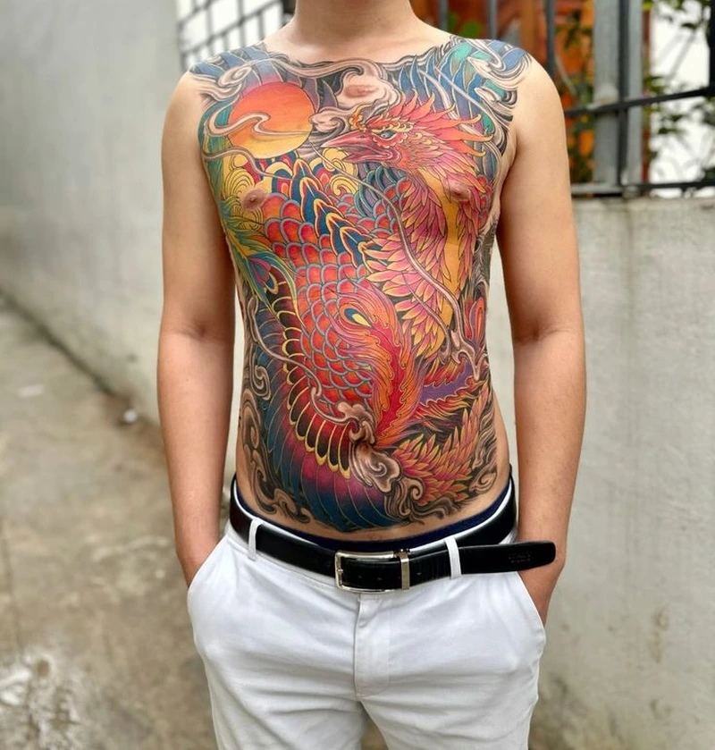 Chiến binh samurai phủ kín bụng mang vibe hầm hố