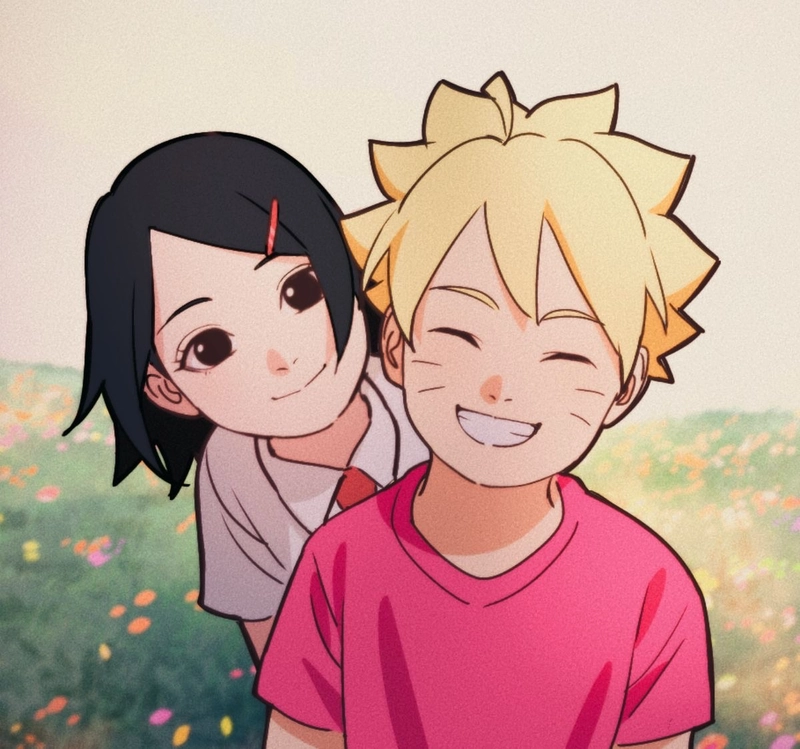 Hình Boruto và Sarada mang tinh thần đồng hành rất nổi bật