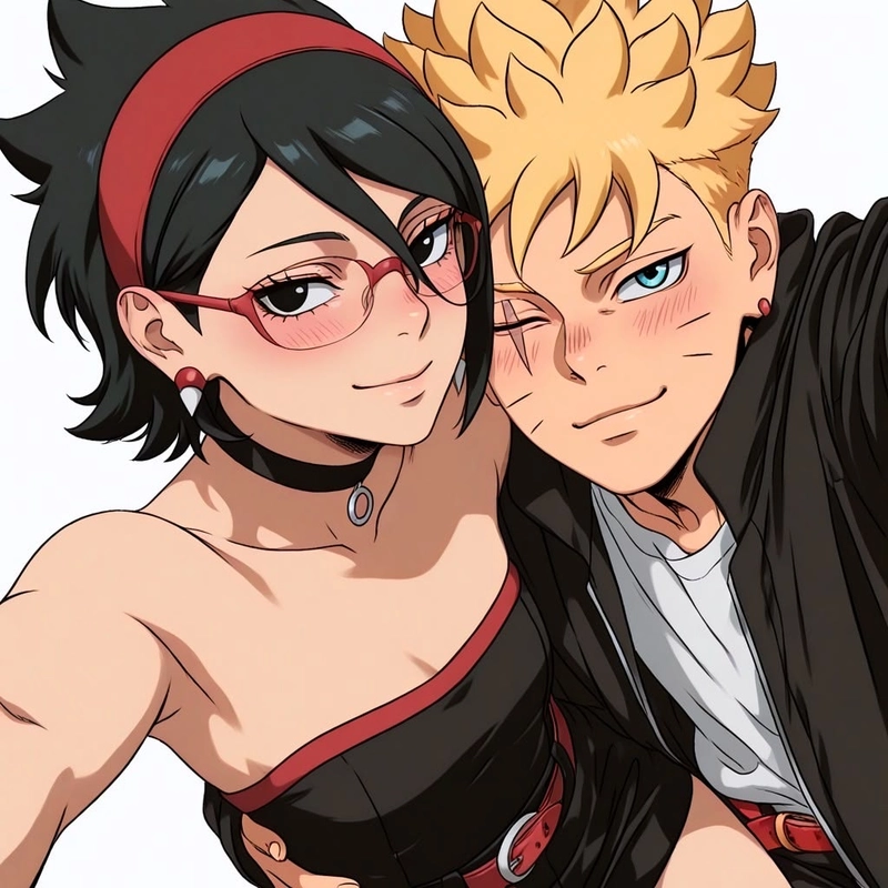 Hình Boruto và Sarada tạo cảm giác vui tươi rất tự nhiên