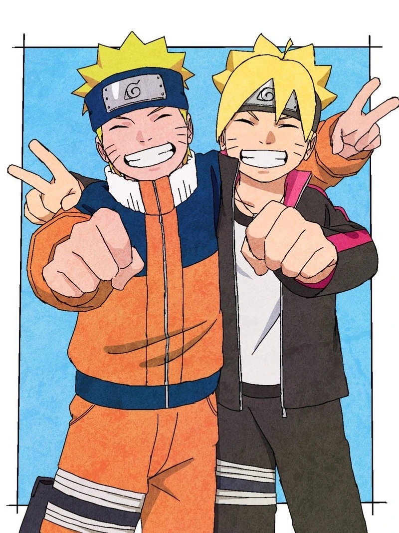Hình Naruto và Boruto mang cảm giác đồng hành qua năm tháng