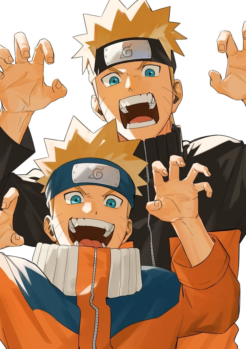 Hình Naruto và Boruto mang hình ảnh hai thế hệ ninja