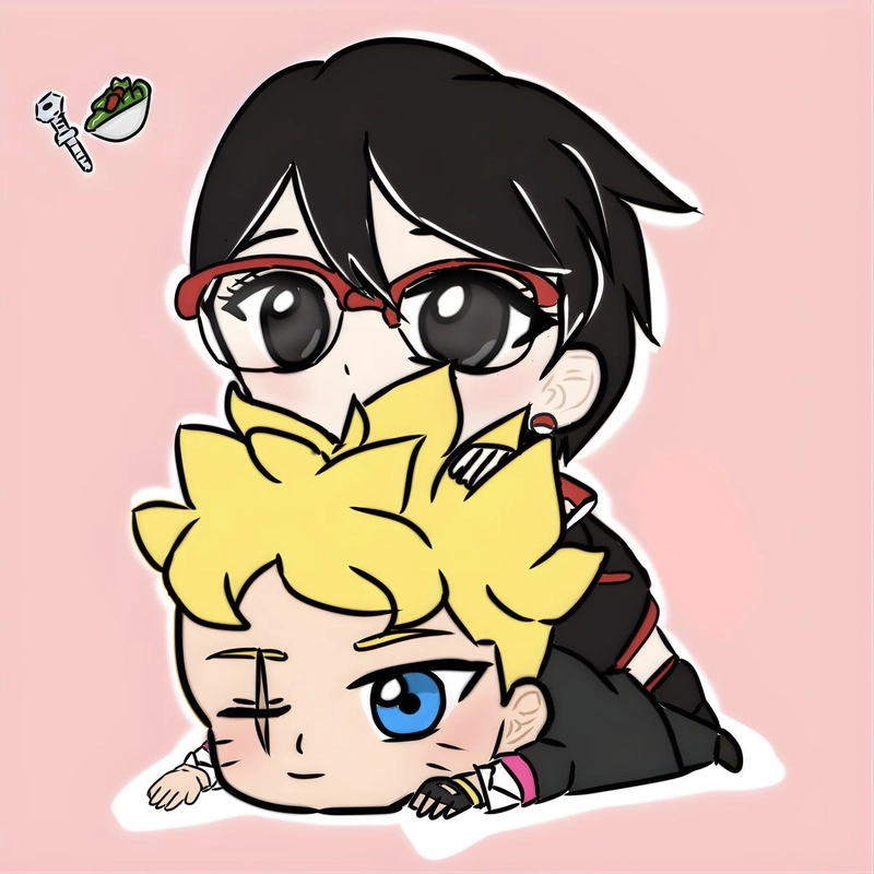 Hình ảnh Boruto và Sarada gây chú ý qua ngoại hình riêng