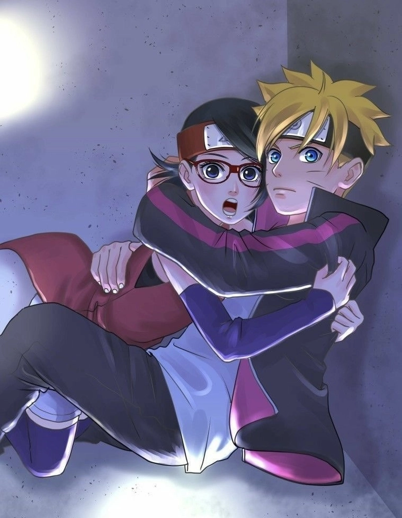 Hình ảnh Boruto và Sarada thể hiện tinh thần sát cánh cùng nhau