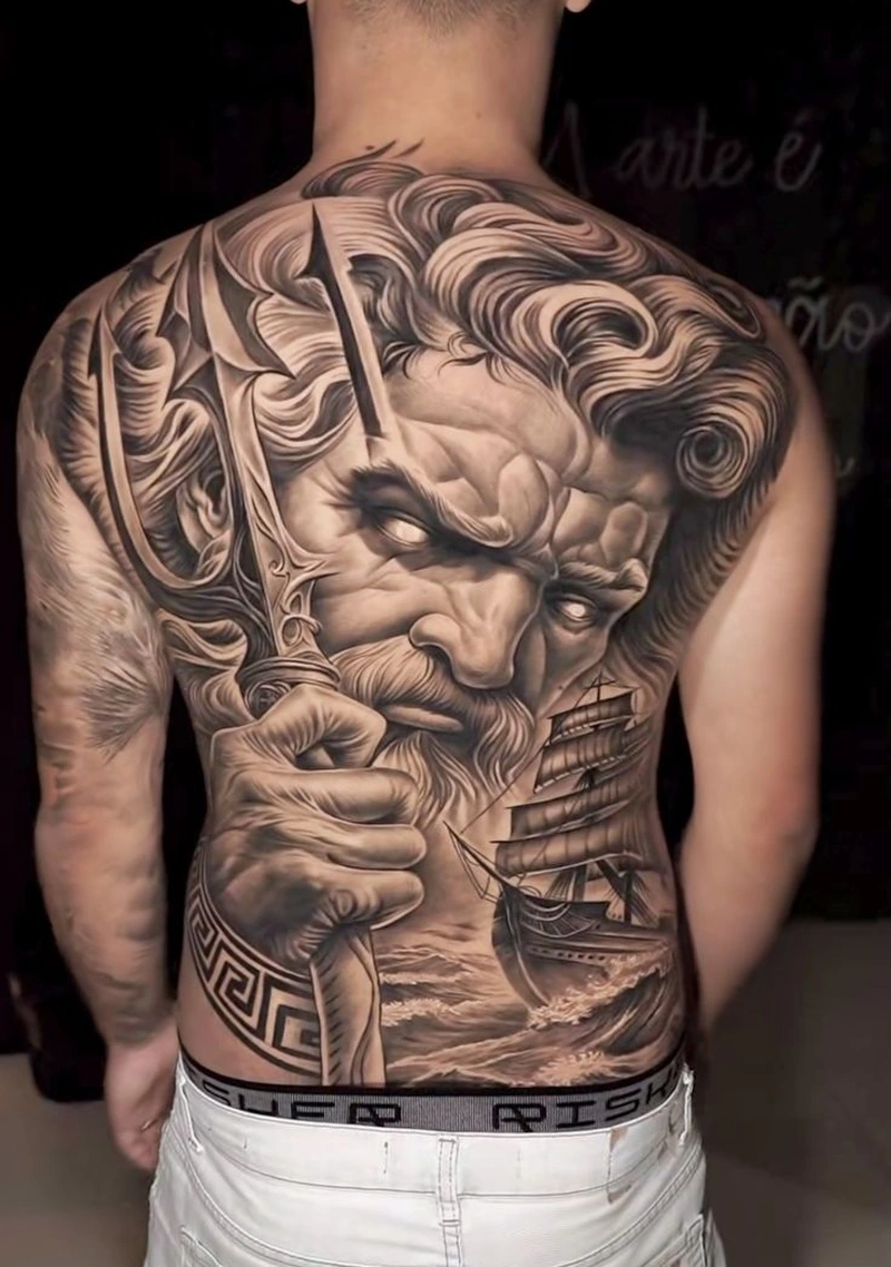 Hình ảnh Tattoo kín lưng nam phong cách quỷ oni đầy bí ẩn