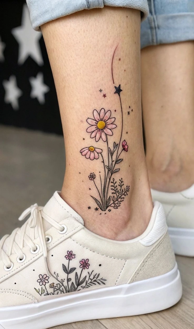 Hình ảnh xăm chân nữ kiểu mandala tạo chiều sâu nghệ thuật