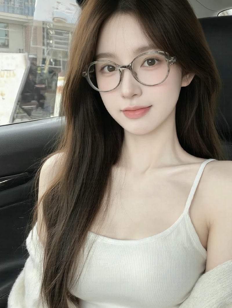 Hình gái xinh đeo kính phong cách nhẹ nhàng cuốn hút