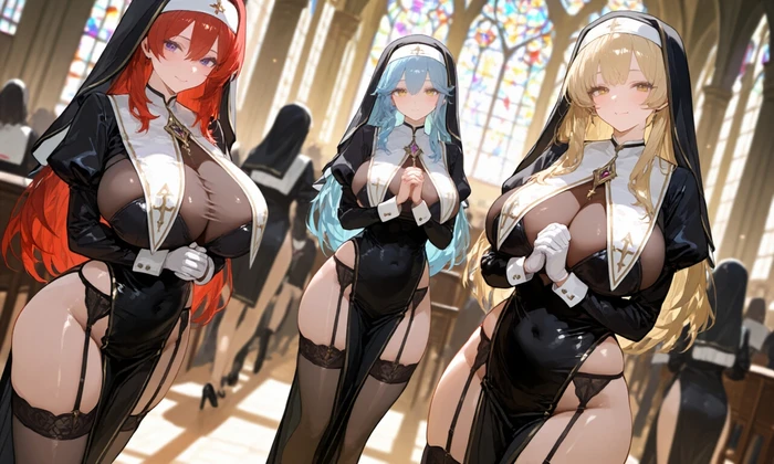 Hình nun hentai quyến rũ khoe ngực lớn nóng bỏng