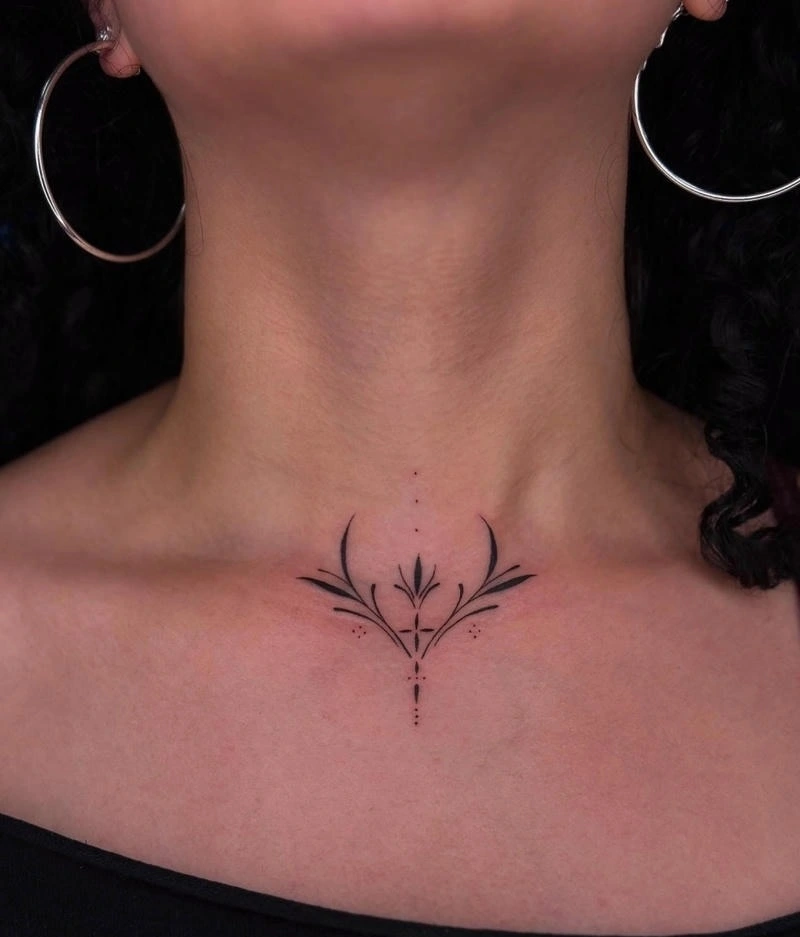 Hình tattoo cổ nữ với phong cách tối giản đầy cuốn hút riêng