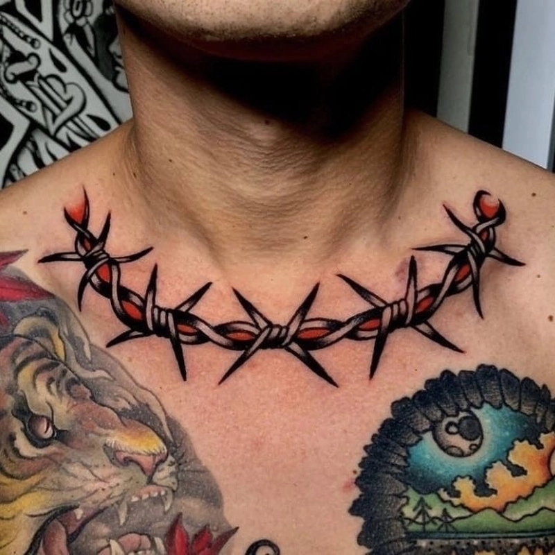 Hình xăm xương quai xanh nam phong cách tattoo cực cá tính