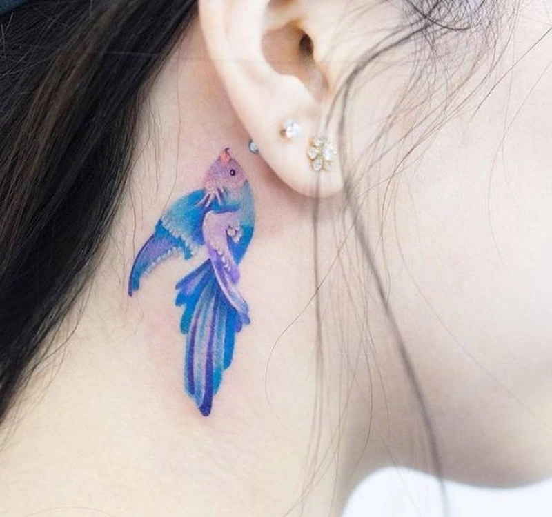 Tattoo cổ nữ phong cách nhật cổ nhỏ gọn đầy nổi bật riêng