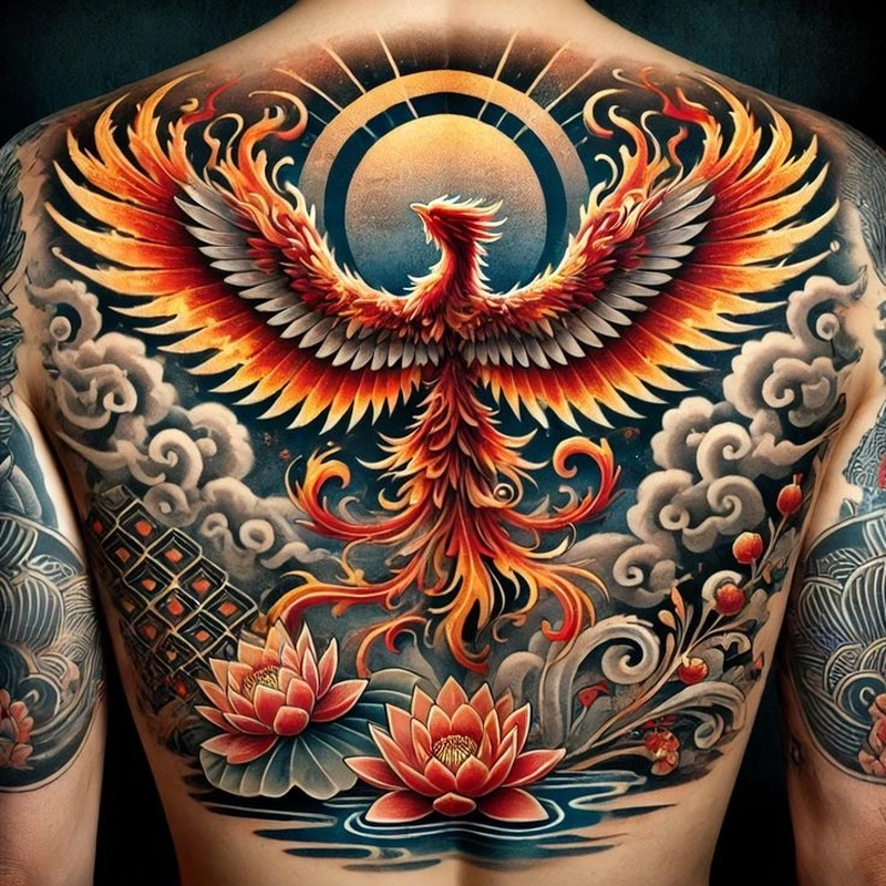 Tattoo kín lưng nam với thiết kế blackwork đầy cá tính riêng
