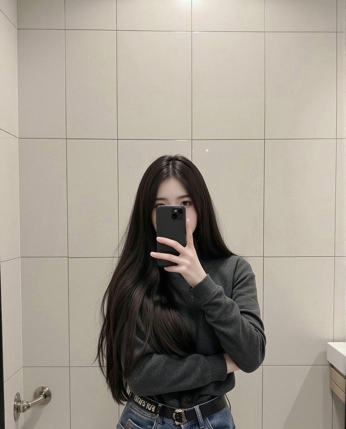 ảnh gái chụp trước gương ngọt ngào_