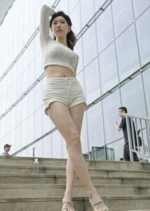hình gái mặc quần ngắn tổng thể đẹp