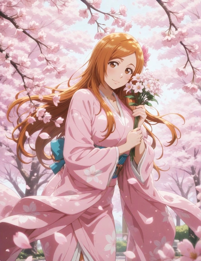 Ảnh Inoue Orihime tạo điểm nhấn bằng mái tóc cam dài