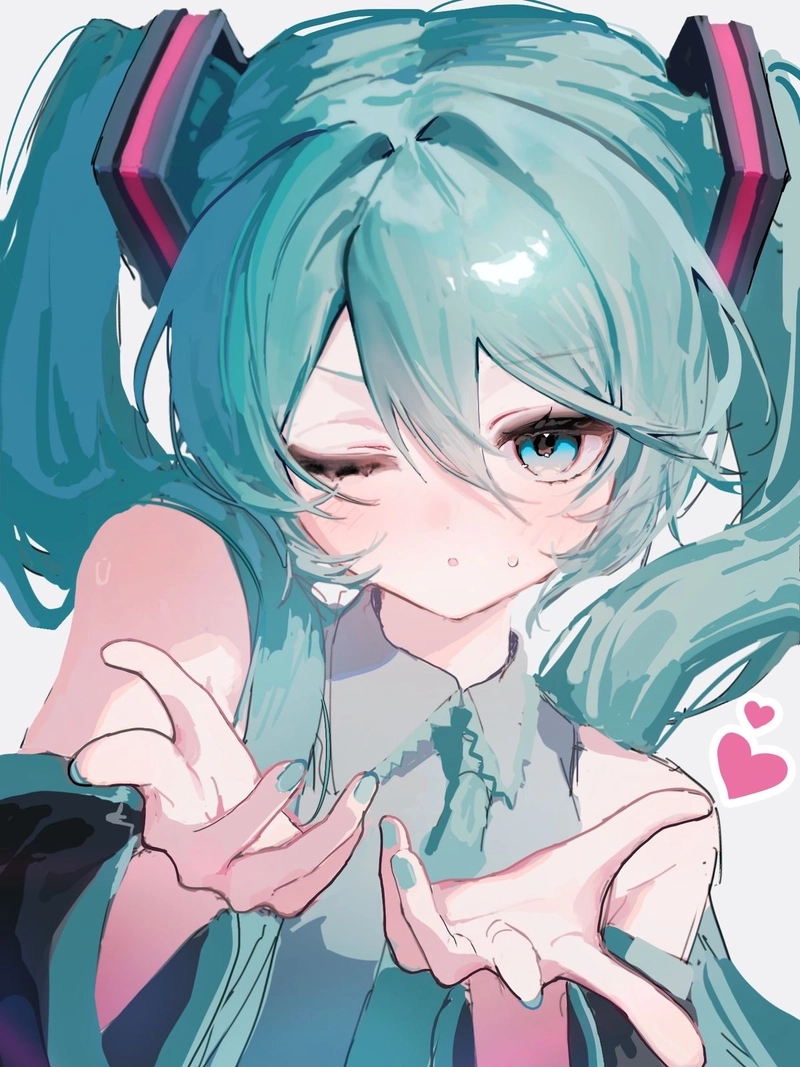 Ảnh anime Miku tạo cảm giác nổi bật bằng mái tóc xanh