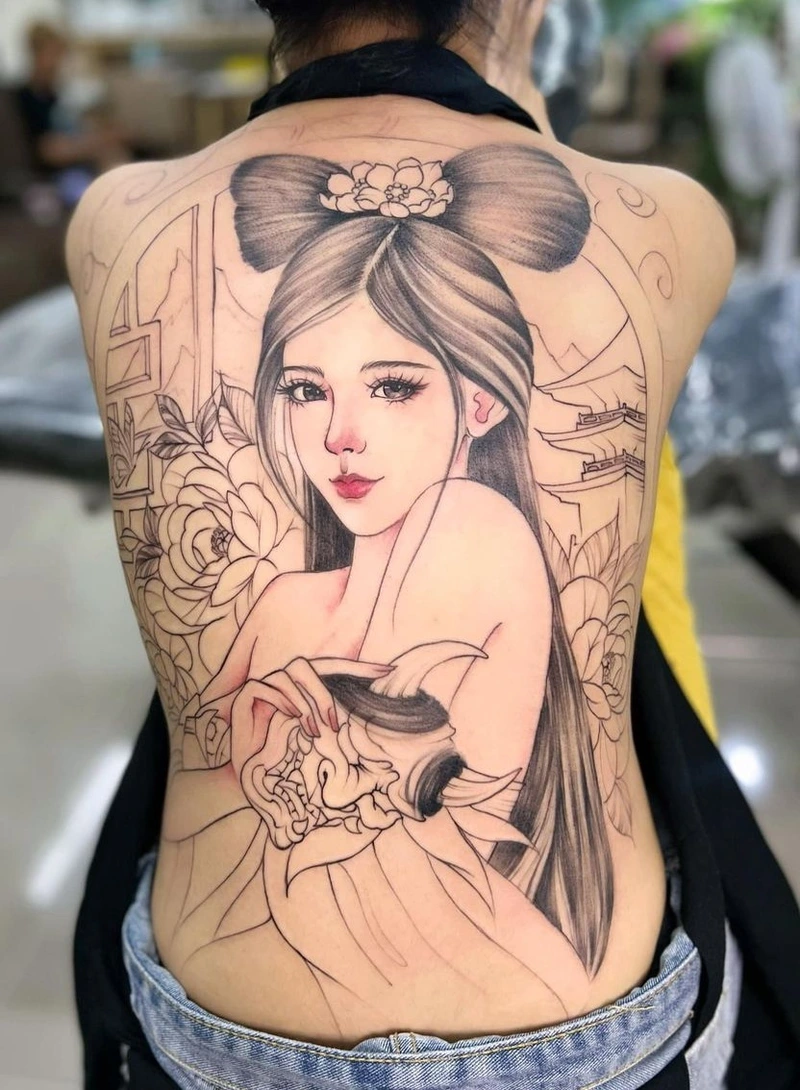 Ảnh hình xăm full lưng nữ dành cho người tìm mẫu tattoo đẹp
