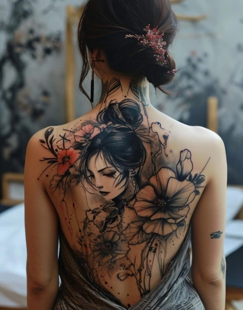 Ảnh tattoo lưng nữ được nhiều người lưu về tham khảo