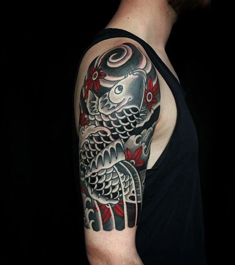 Đường nét tattoo nhật cổ khiến hình xăm thêm cực cuốn hút