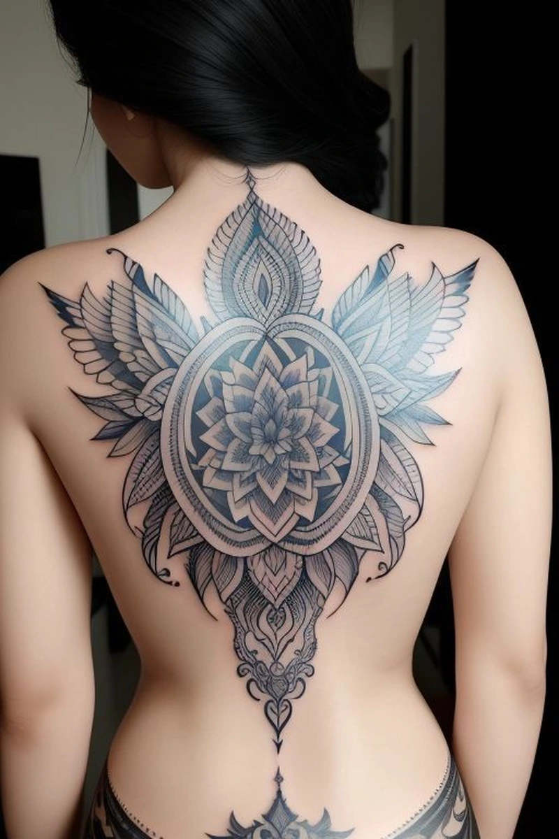 Hình ảnh hình xăm lưng nữ mang phong cách thẩm mỹ hiện đại
