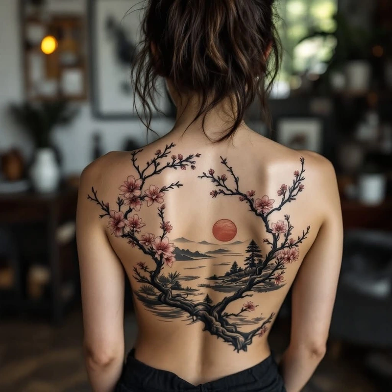 Hình ảnh mẫu tattoo lưng nữ phù hợp lưu làm tham khảo