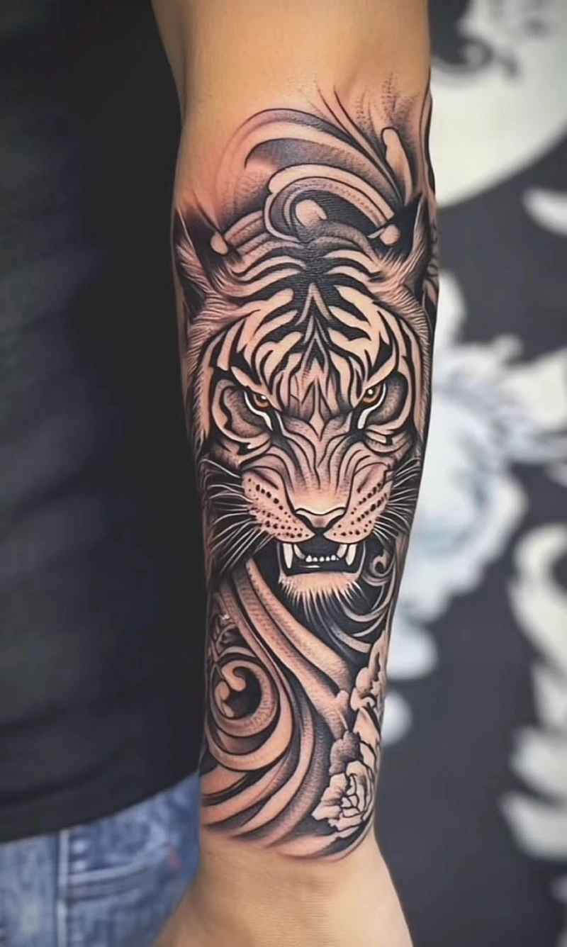 Hình ảnh tattoo bắp tay nam với nét mực sắc nét đẹp mắt