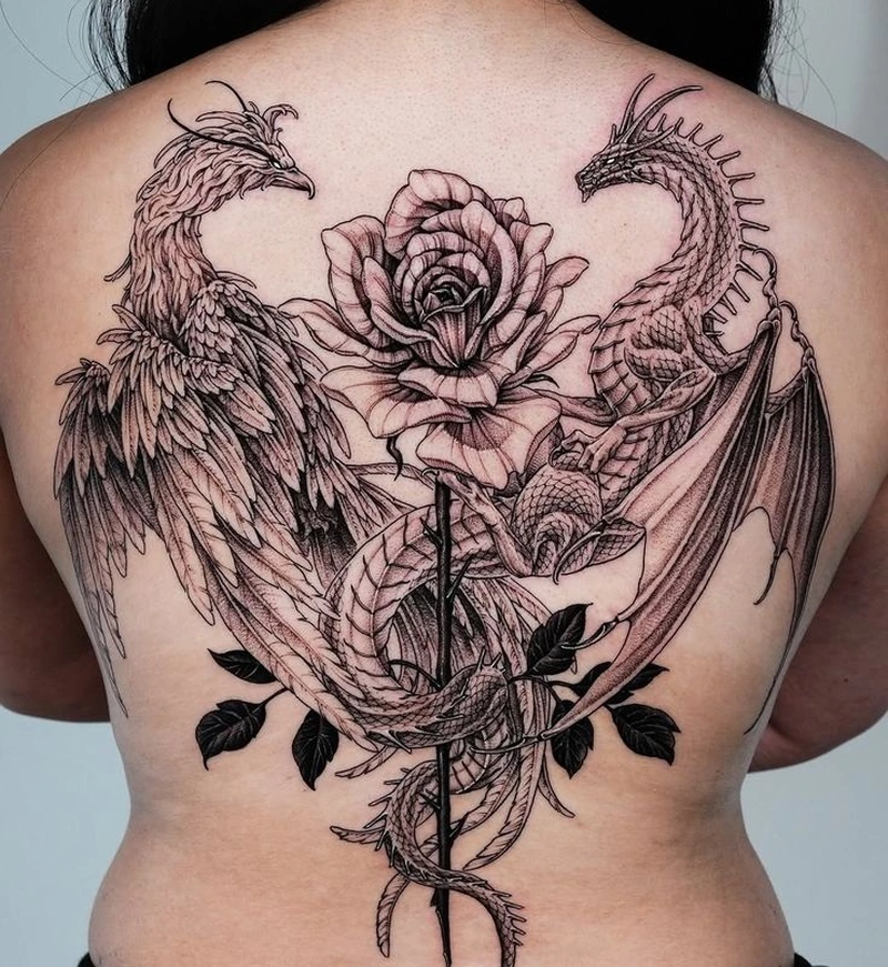 Hình ảnh tattoo full lưng nữ với đường nét nghệ thuật nổi bật