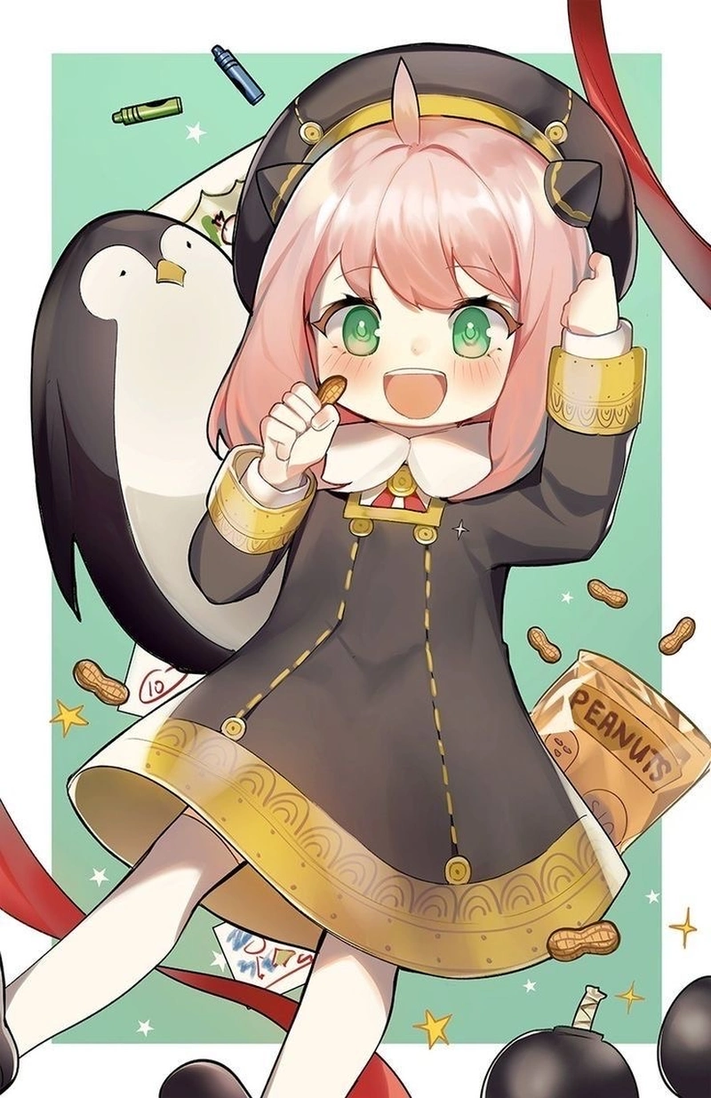 Hình anime Anya sở hữu biểu cảm ngộ nghĩnh đầy vui vẻ