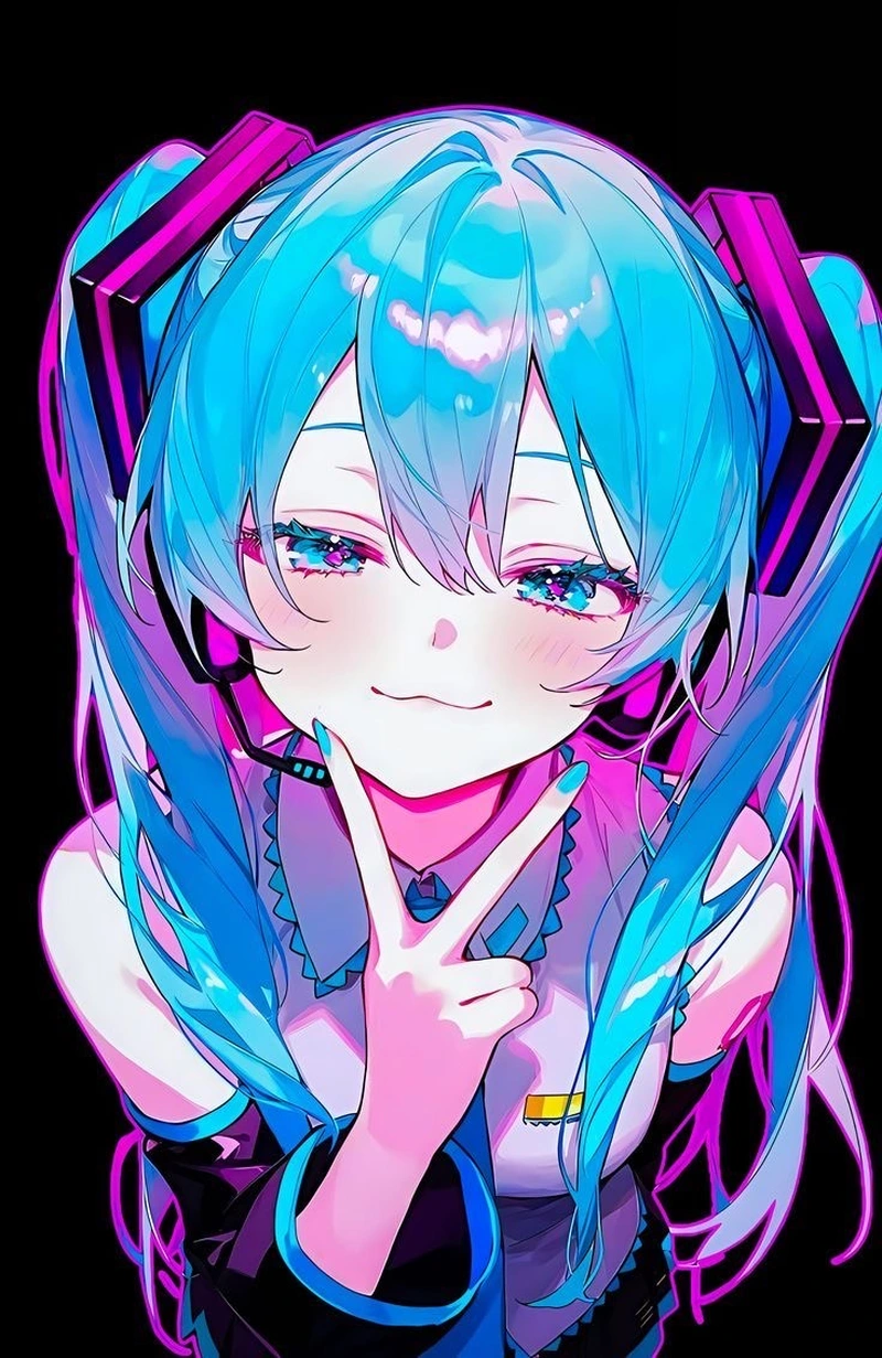 Hình anime Miku mang nét hoạt hình Nhật đầy đáng yêu