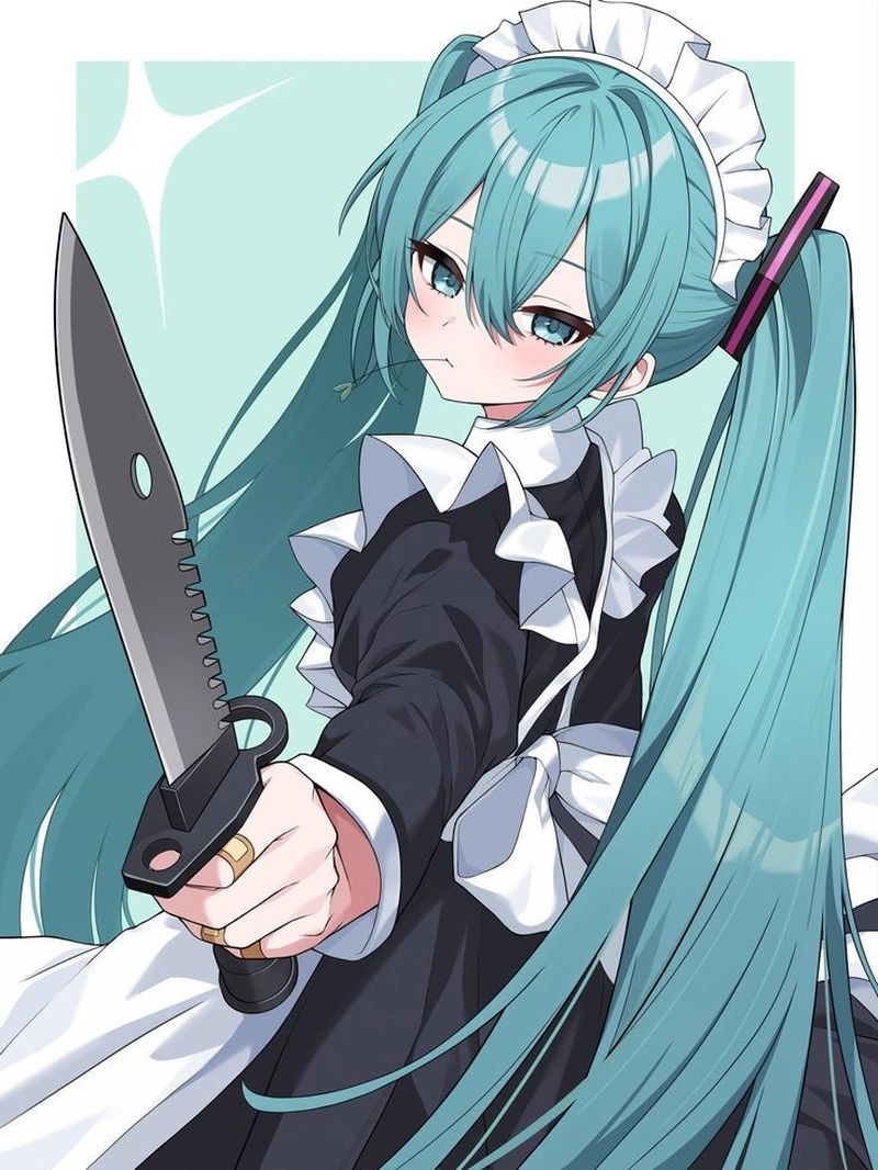 Hình anime Miku tạo điểm nhấn bằng mái tóc dài xanh