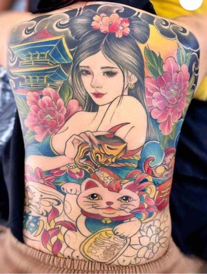 Sưu tầm mẫu tattoo đẹp dành cho hình xăm full lưng nữ
