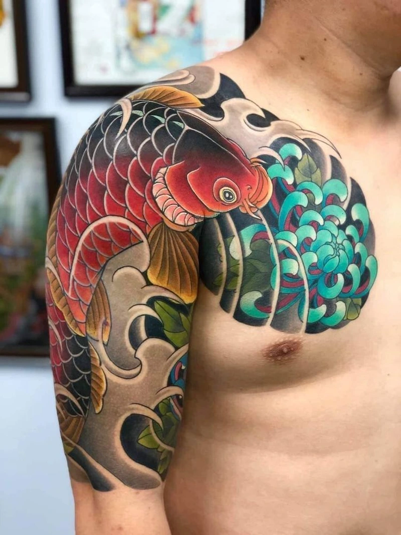 Tattoo full sleeve nam với họa tiết rồng cực nổi bật đẹp