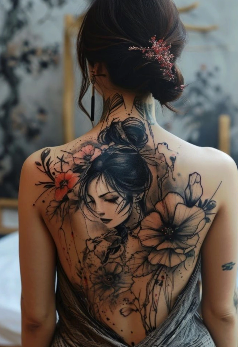 Thiết kế xăm hình được yêu thích dành cho hình xăm full lưng nữ