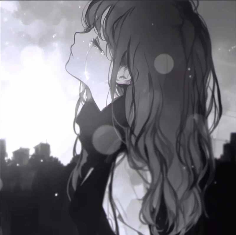ảnh anime buồn giữa phố đêm