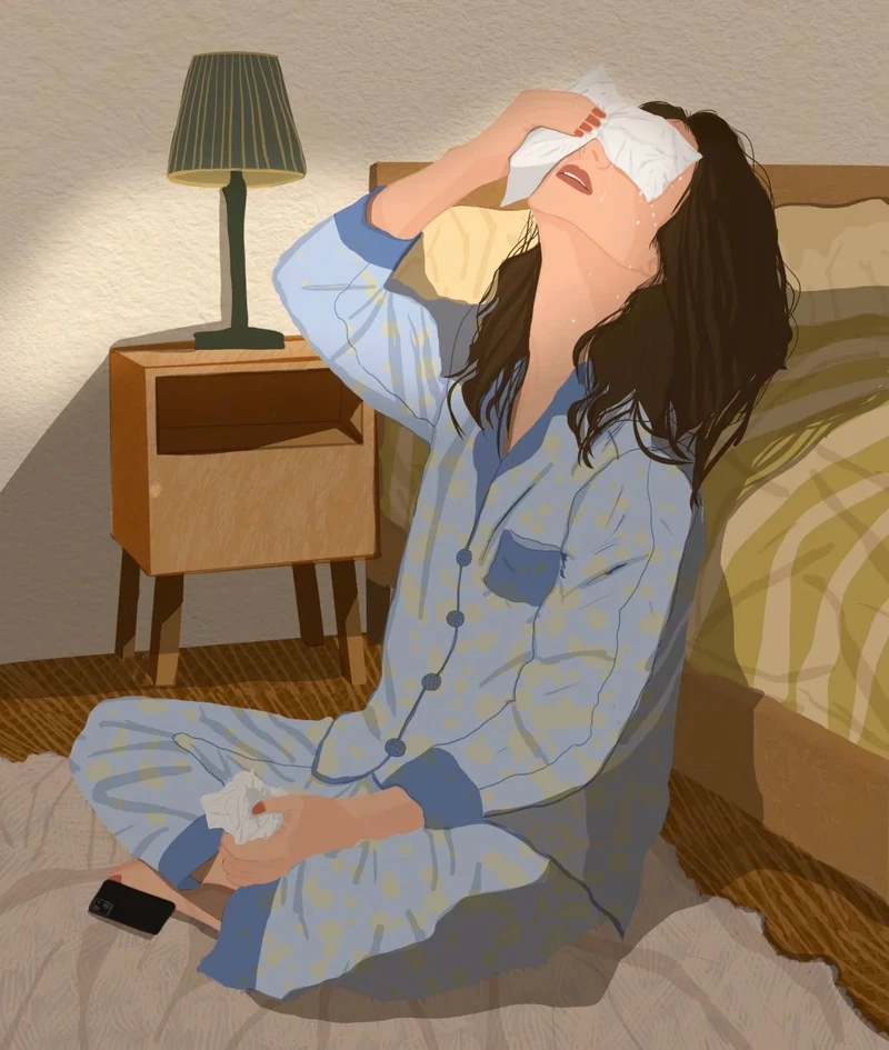 anime buồn với đôi mắt đỏ hoe