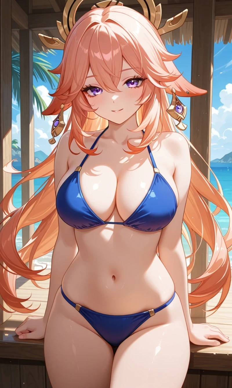 Ảnh hentai Yae Miko khoe vòng một tròn đầy quyến rũ