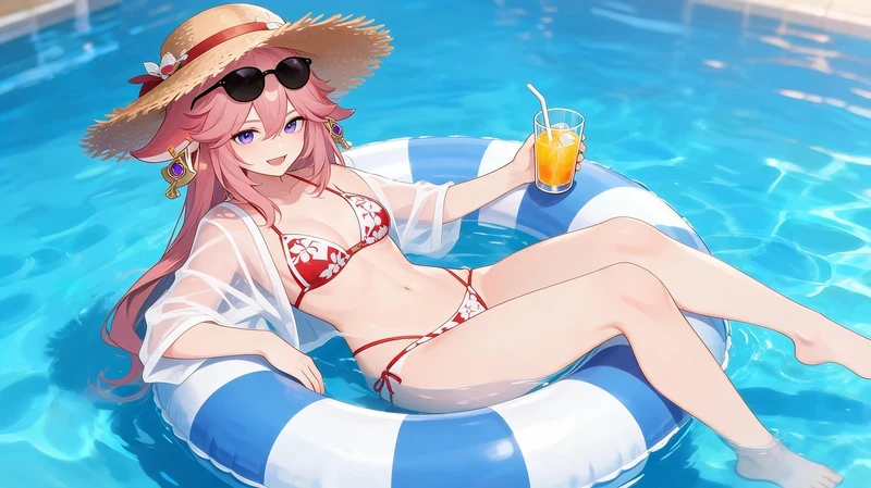 Hình hentai Yae Miko cởi đồ lộ hàng sexy