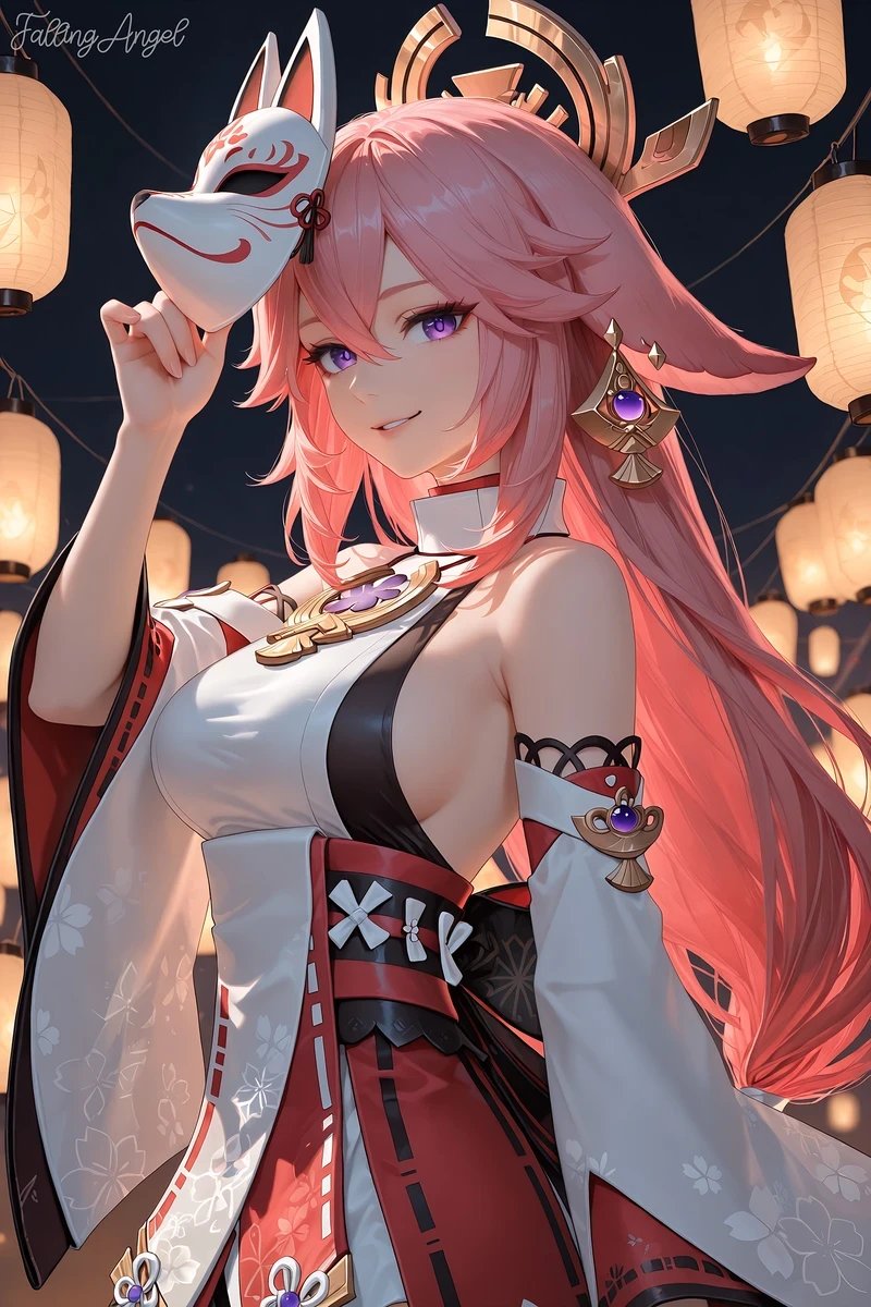 Hình hentai Yae Miko không che đít sexy quyến rũ