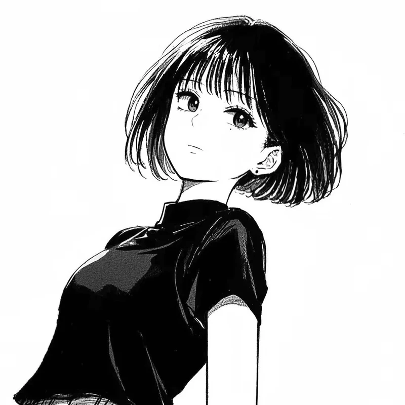 ảnh anime nữ tóc ngắn nghệ thuật