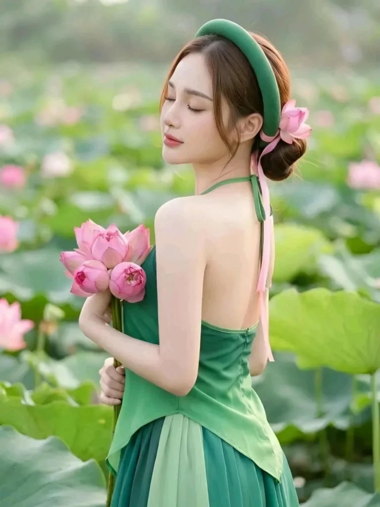 Cô gái duyên dáng diện trang phục áo yếm