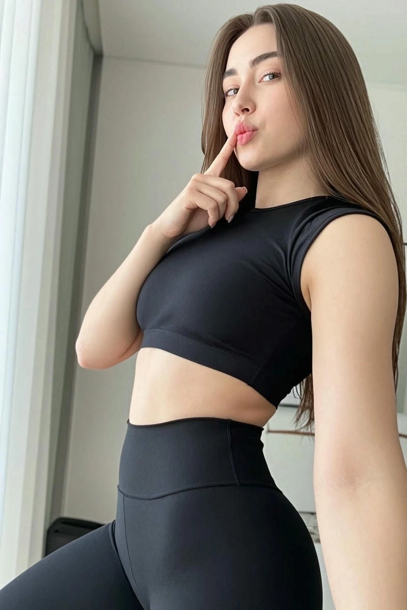 Hình gái trẻ diện legging với thần thái tự tin